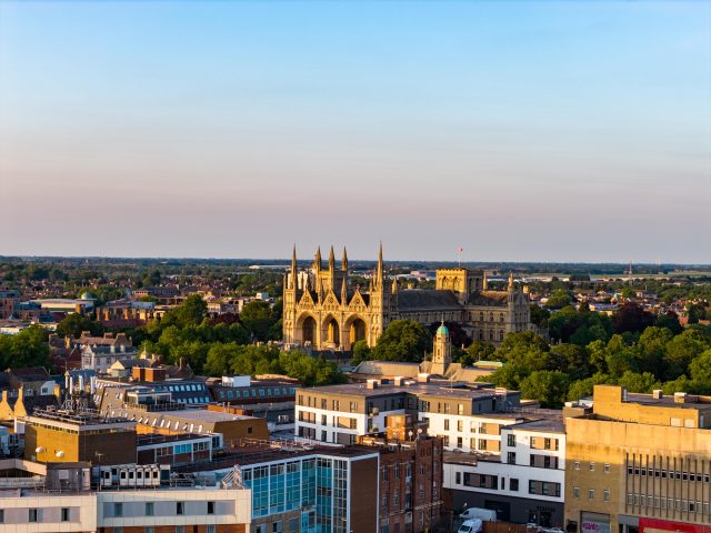 Peterborough City Skyline At Dusk