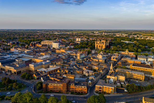 Peterborough City Skyline At Dusk